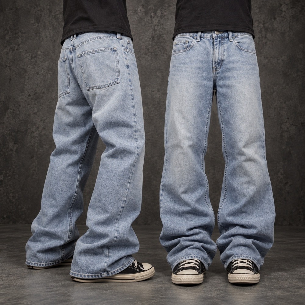 26x30 Light Wash Baggy Wide Leg Jeans Y2K Grunge 2000s Vintage